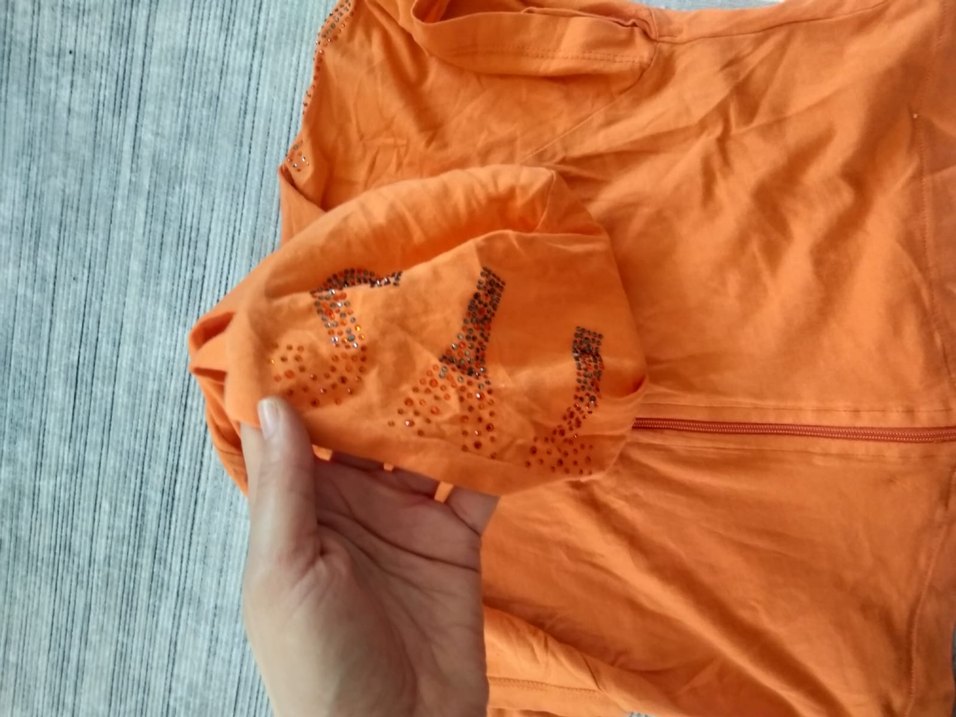 Kız Çocuk Parlak Turuncu Kapüşonlu Panço - Görsel 3