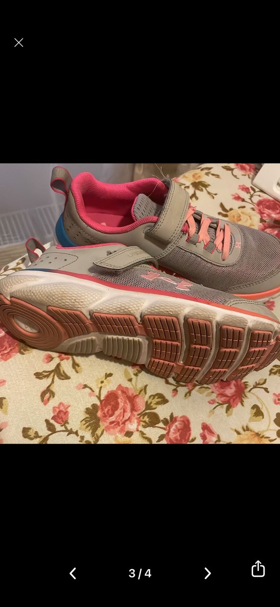 Under Armour marka orjınal  Çocuk Pembe Gri Spor Ayakkabı Velcr - Görsel 3