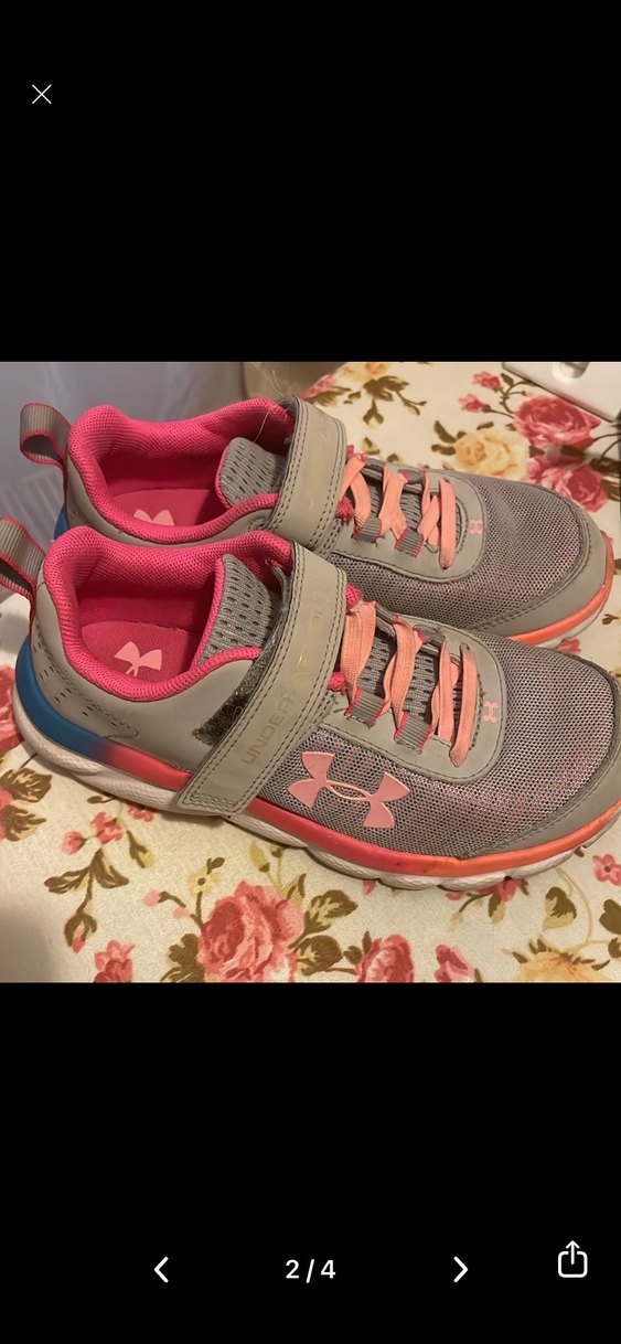 Under Armour marka orjınal  Çocuk Pembe Gri Spor Ayakkabı Velcr - Görsel 2