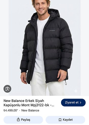 New Balance Siyah Kapusonlu Sisme Mont