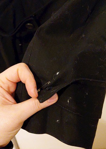 Düğmeli Siyah Midi Kaban - Trençkot Coat - Görsel 8