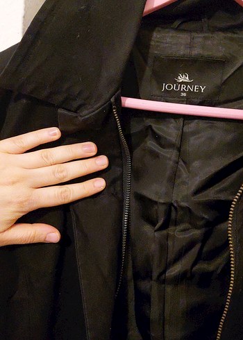 Düğmeli Siyah Midi Kaban - Trençkot Coat - Görsel 2