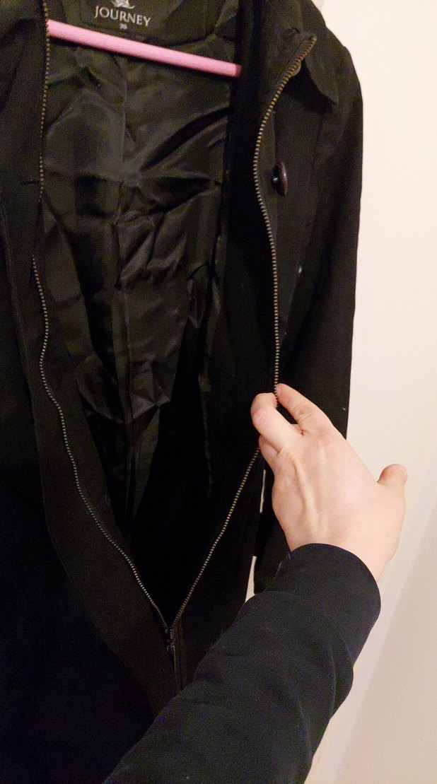 Düğmeli Siyah Midi Kaban - Trençkot Coat - Görsel 4