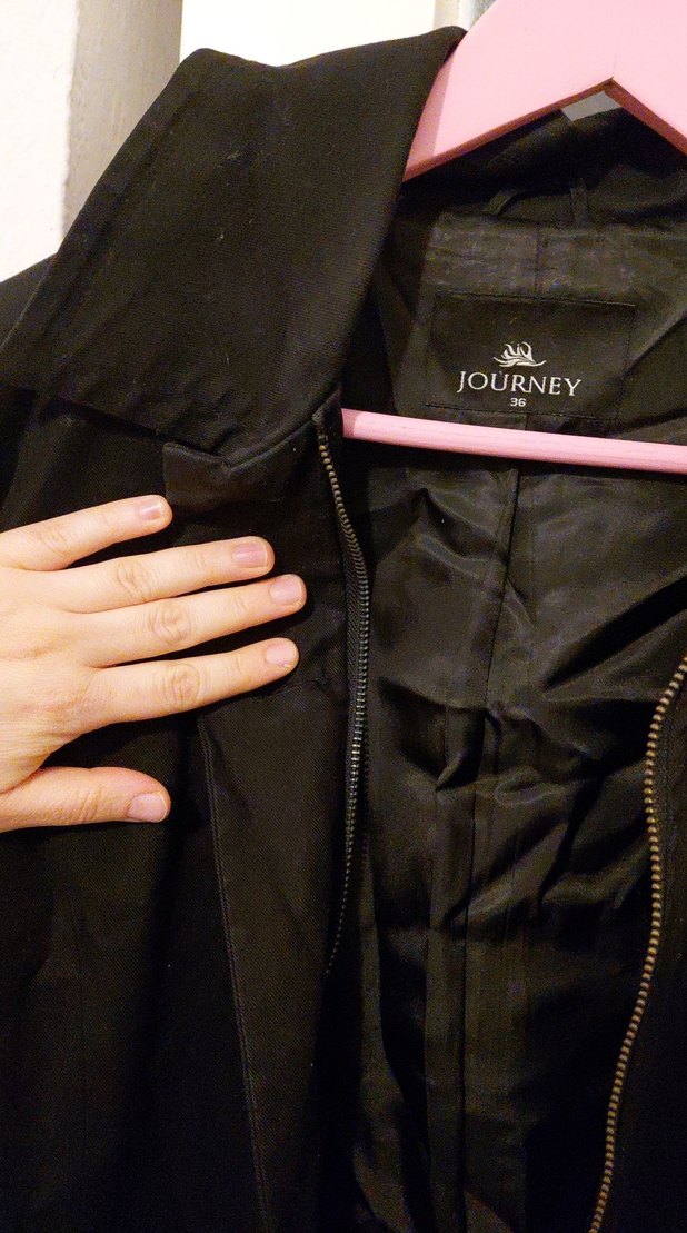 Düğmeli Siyah Midi Kaban - Trençkot Coat - Görsel 2