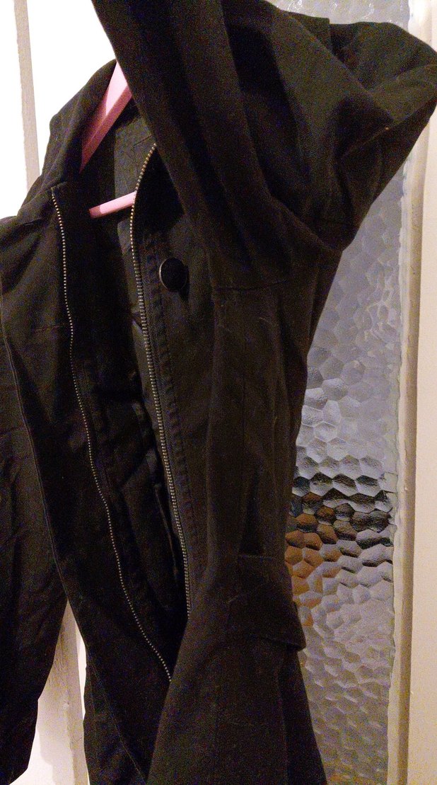 Düğmeli Siyah Midi Kaban - Trençkot Coat - Görsel 5