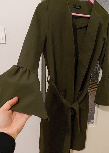 Kuaklı, Uzun, Haki uzun ince kaban - Görsel 4