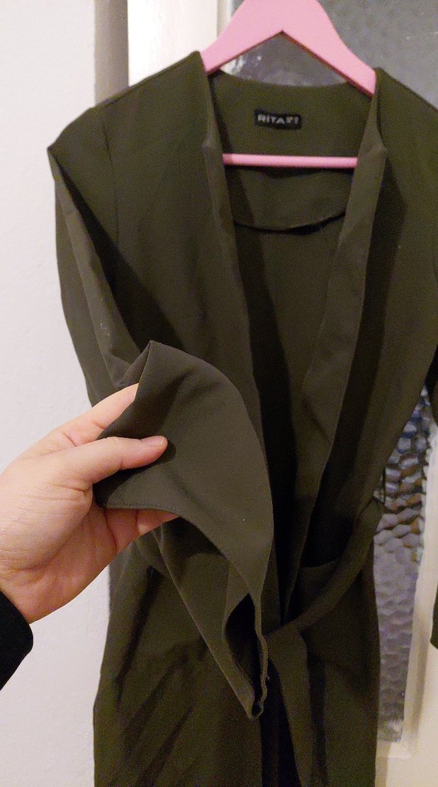 Kuaklı, Uzun, Haki uzun ince kaban - Görsel 2