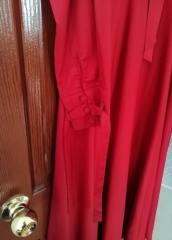 Alvina kırmızı bordo tesettür elbise