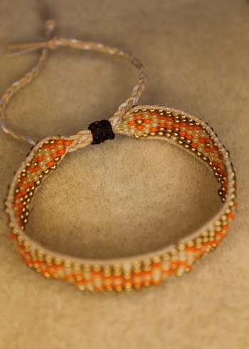 Turuncu Boncuklu Bohem Bileklik - Görsel 2