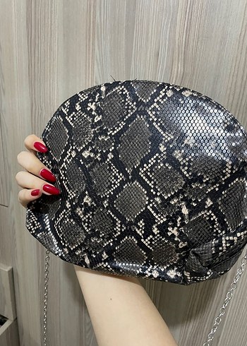 Kahverengi Yılan Desenli Kadın Çanta - Görsel 2