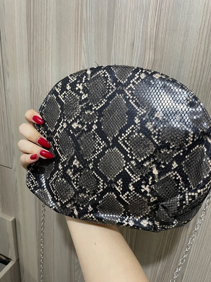 Kahverengi Yılan Desenli Kadın Çanta - Görsel 2