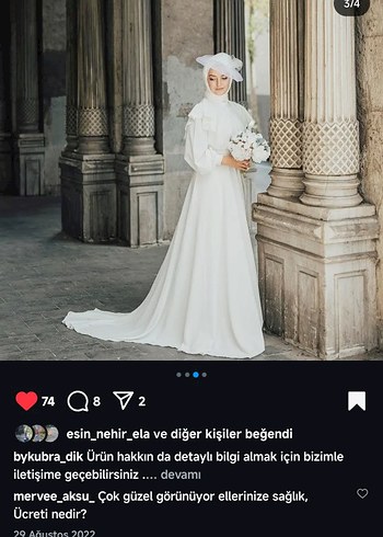 Uzun Beyaz Tesettür Gelinlik - Görsel 3