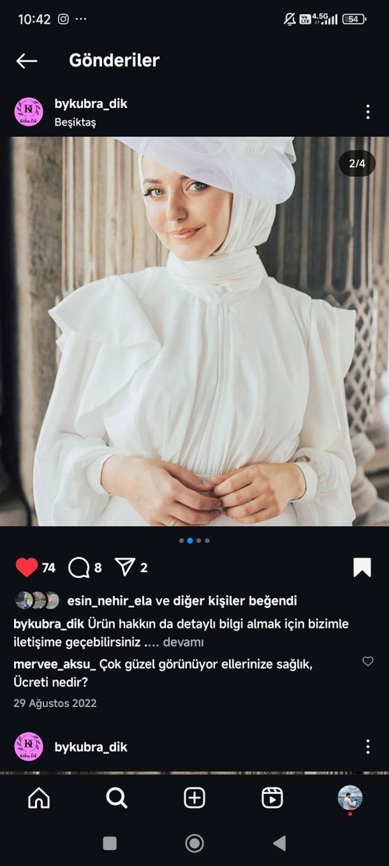 Uzun Beyaz Tesettür Gelinlik - Görsel 4