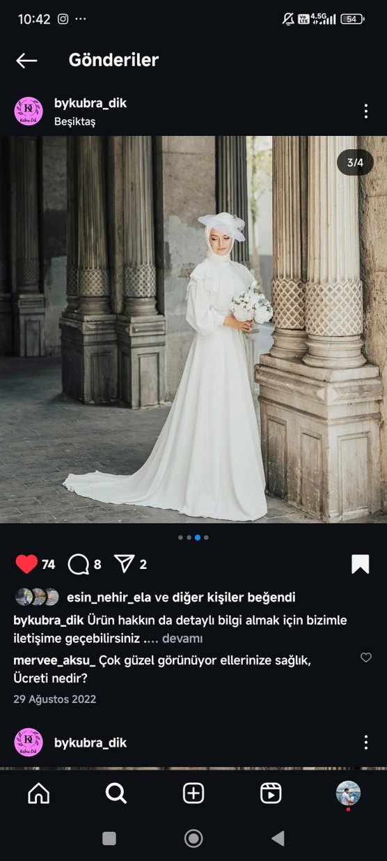 Uzun Beyaz Tesettür Gelinlik - Görsel 3