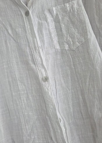 Beyaz Düğmeli Kadın italyan Gömlek - Görsel 2