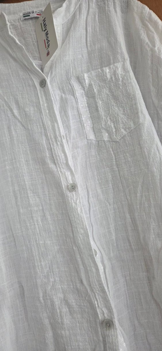 Beyaz Düğmeli Kadın italyan Gömlek - Görsel 2