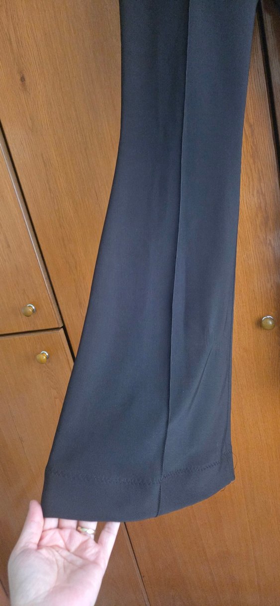 sateen marka geniş paça kumaş pantolon - Görsel 2