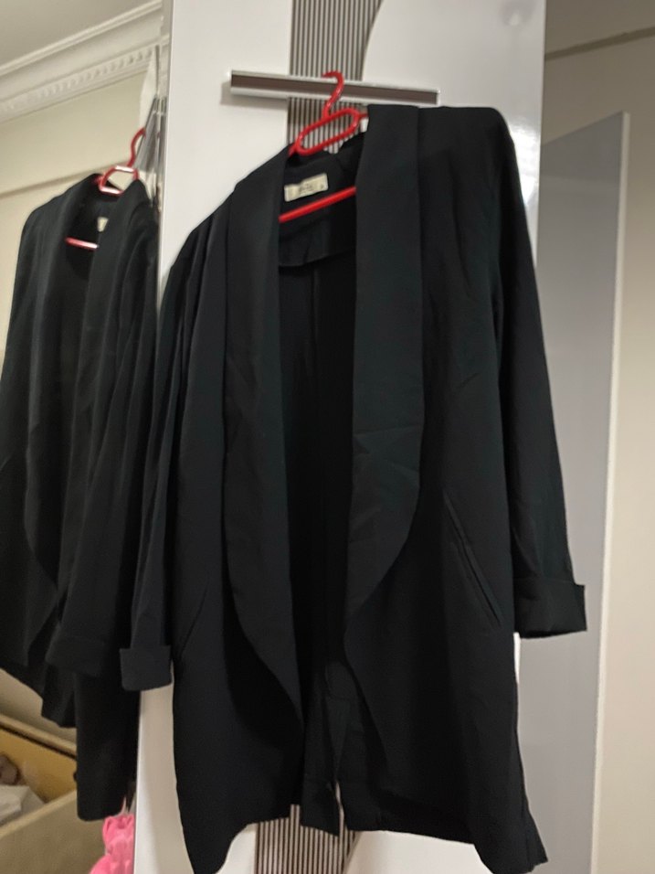 Siyah Kadın Ofis Midi Ceket - Görsel 2