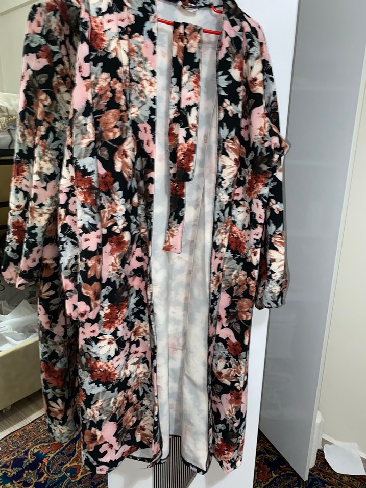 Uzun, Salaş, Çiçek Desenli Kadın Kimono - Görsel 2
