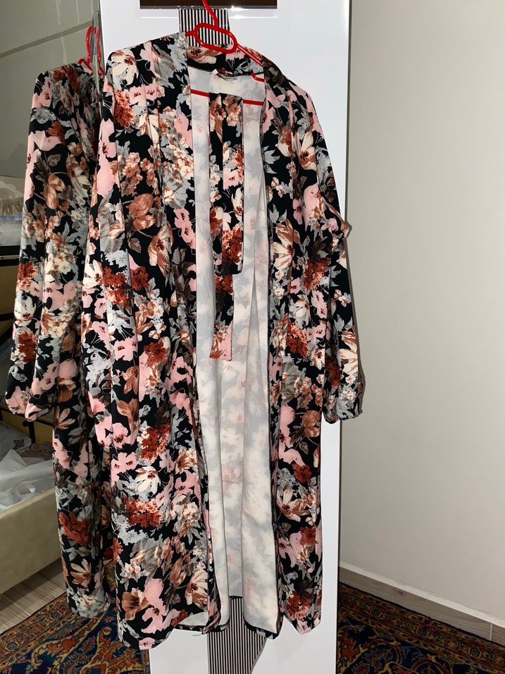 Uzun, Salaş, Çiçek Desenli Kadın Kimono - Görsel 3