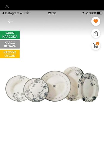 Mavi Çiçek Desenli Beyaz Tabak - Görsel 3