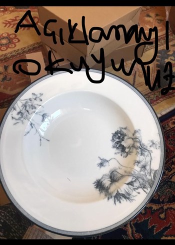 Mavi Çiçek Desenli Beyaz Tabak - Görsel 4