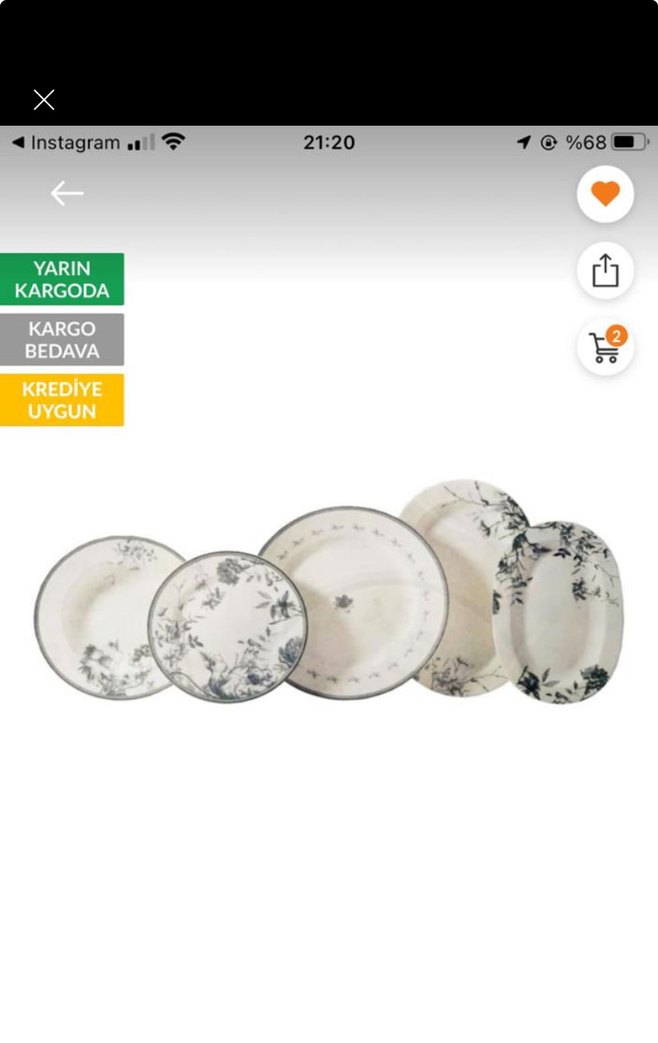 Mavi Çiçek Desenli Beyaz Tabak - Görsel 3