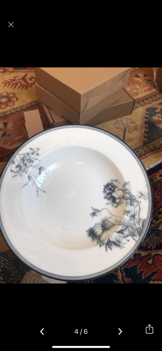 Mavi Çiçek Desenli Beyaz Tabak - Görsel 5