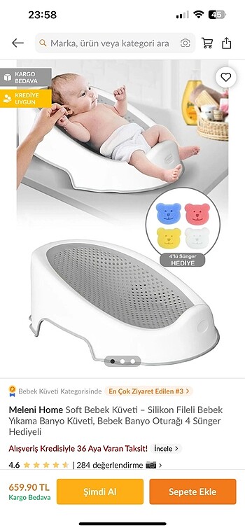 Bebek banyo oturağı küveti