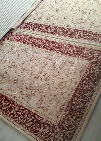 Bordo krem desenli salon halısı 2li