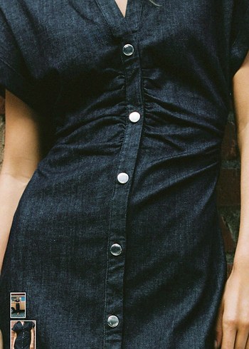 m Beden lacivert Renk Kadın Zara Midi Denim Kot Elbise