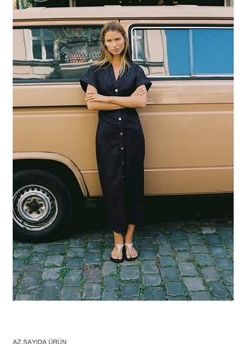 Kadın Zara Midi Denim Kot Elbise