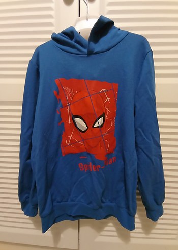 LC Waikiki Erkek Çocuk Mavi Kapüşonlu Spiderman Sweatshirt
