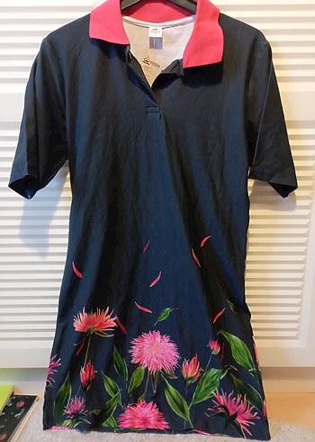 Pembe Yakalı Çiçek Desenli Hamile Tişörtü - Görsel 2