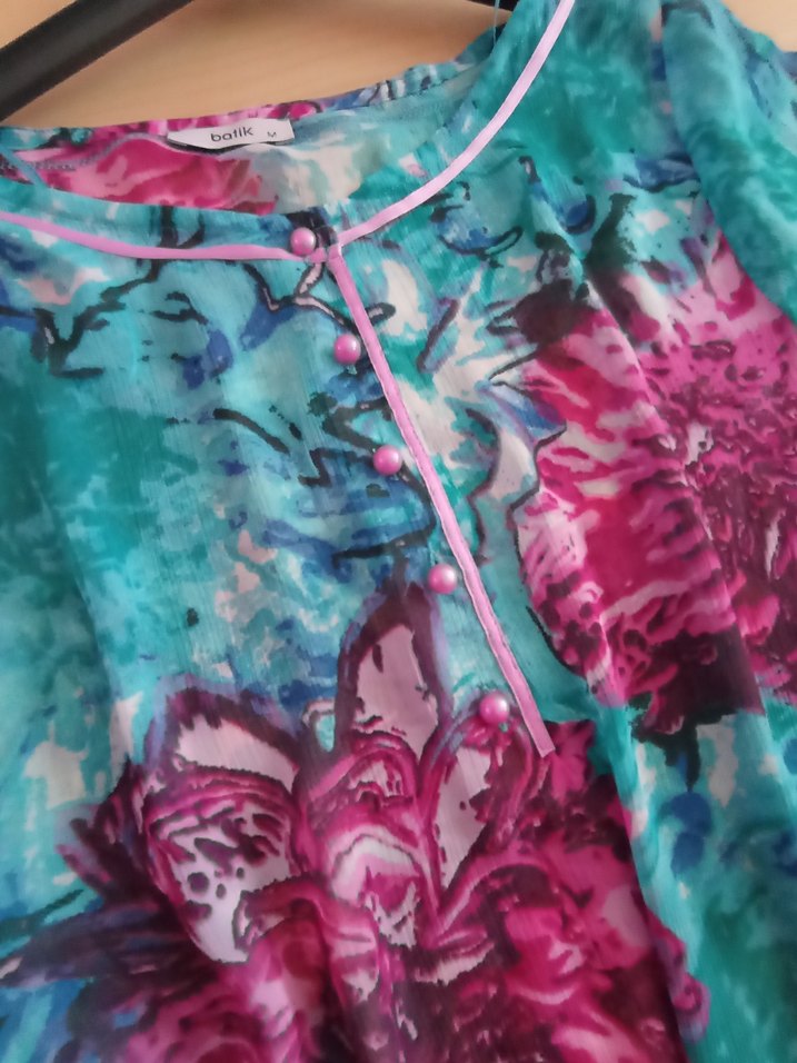 Bohem Çok Renkli Bağcıklı V Yaka plaj elbisesi - Görsel 4