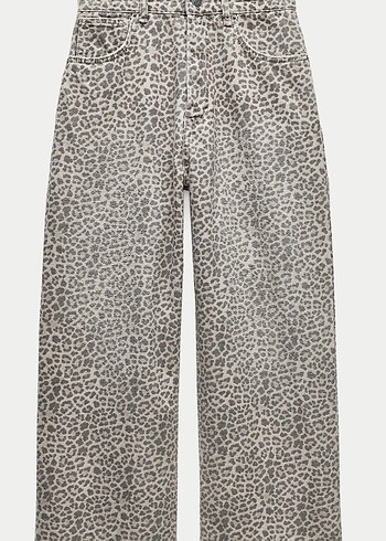 Zara Leopar Desenli Rahat Kesim Jean Pantolon
