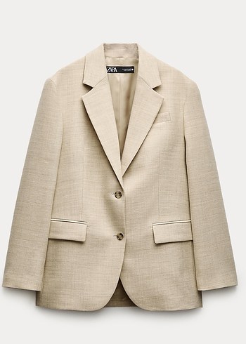 Zara Bej İnce Dokulu Klasik Blazer Ceket 100 Yun