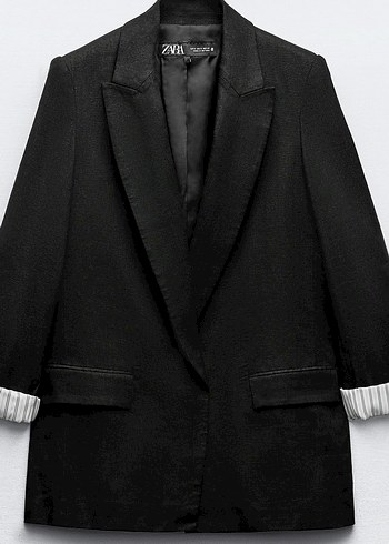 Zara Siyah Oversize Blazer Ceket Keten