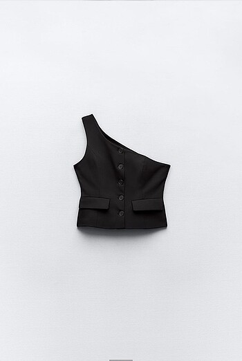 Zara Zara S siyah asimetrik tek omuz yelek