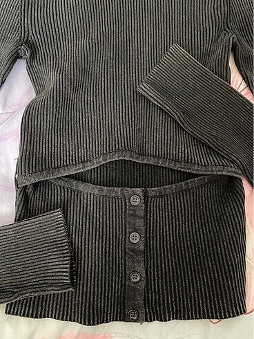 s Beden gri Renk Zara S acid wash cut out triko bluz