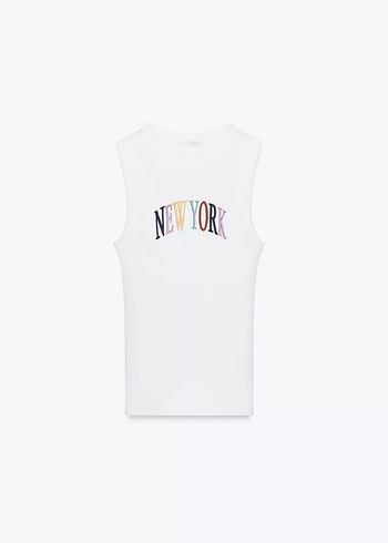 Zara nakışlı Baskılı New York yazılı Top atlet - Görsel 2