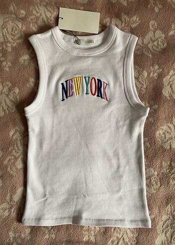Zara nakışlı Baskılı New York yazılı Top atlet - Görsel 4