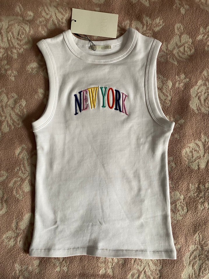 Zara nakışlı Baskılı New York yazılı Top atlet - Görsel 4