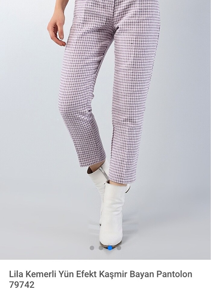 Lila yün efekt kaşmir pantolon - Görsel 2