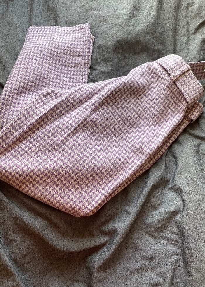 Lila yün efekt kaşmir pantolon - Görsel 3