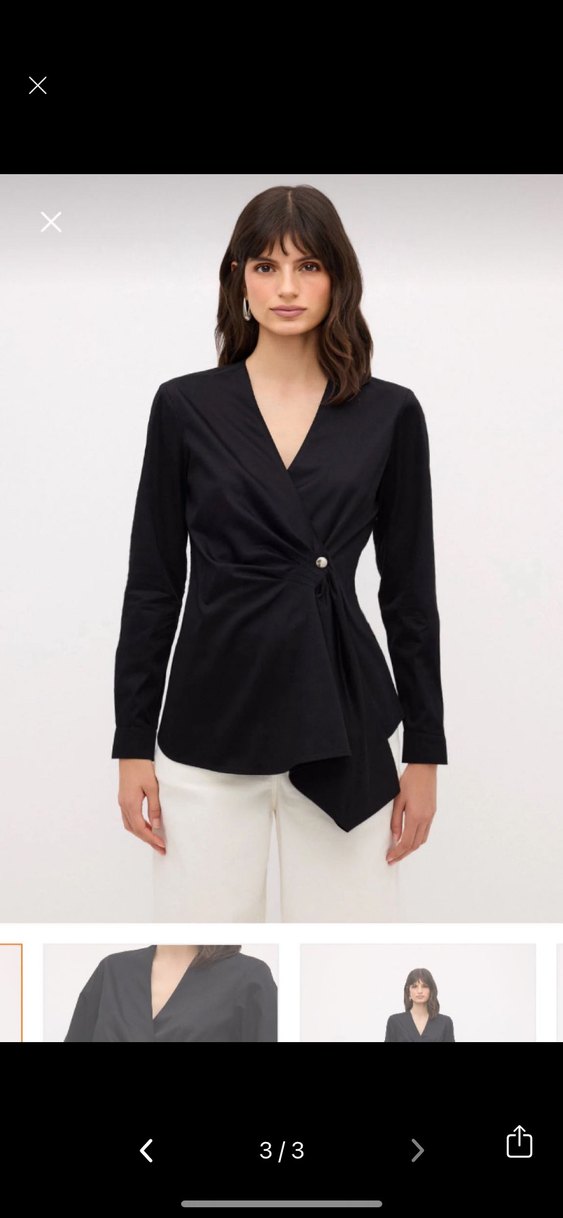 Siyah Düğmeli Uzun Kollu Kadın Bluz - Görsel 3