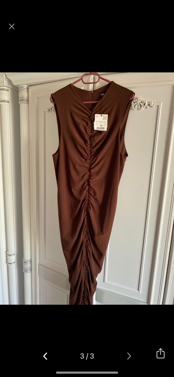 Zara Drapeli Elbise - Görsel 3