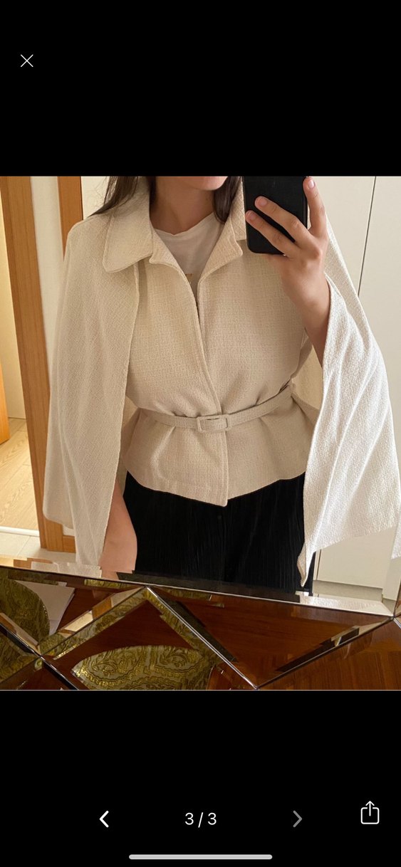 Kemerli Beyaz Ceket - Görsel 3