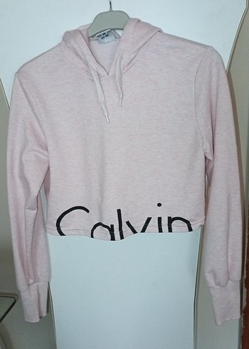 Calvin Klein Pembe Crop Sweatshirt Uzun Kollu