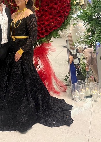 Uzun Kollu Siyah abiye - Görsel 2